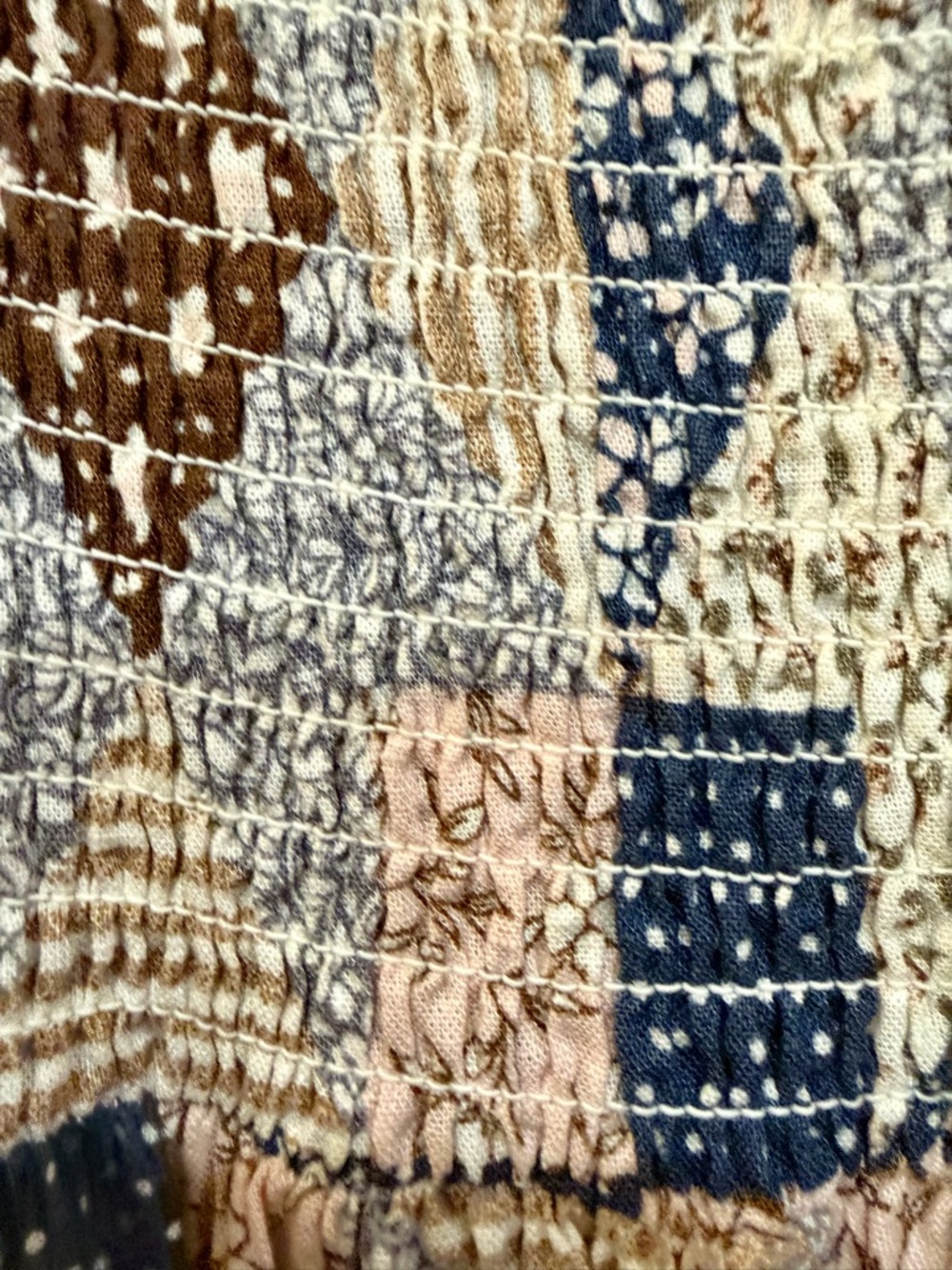 Rylee + Cru Cassidy Boho Patchwork Maxi Dress - Blue & Brown - Picture 4 of 5